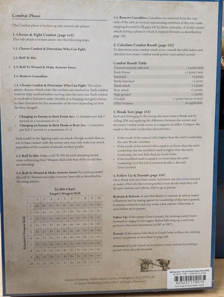 Warhammer The Old World Rulebook and Reference Sheet GW