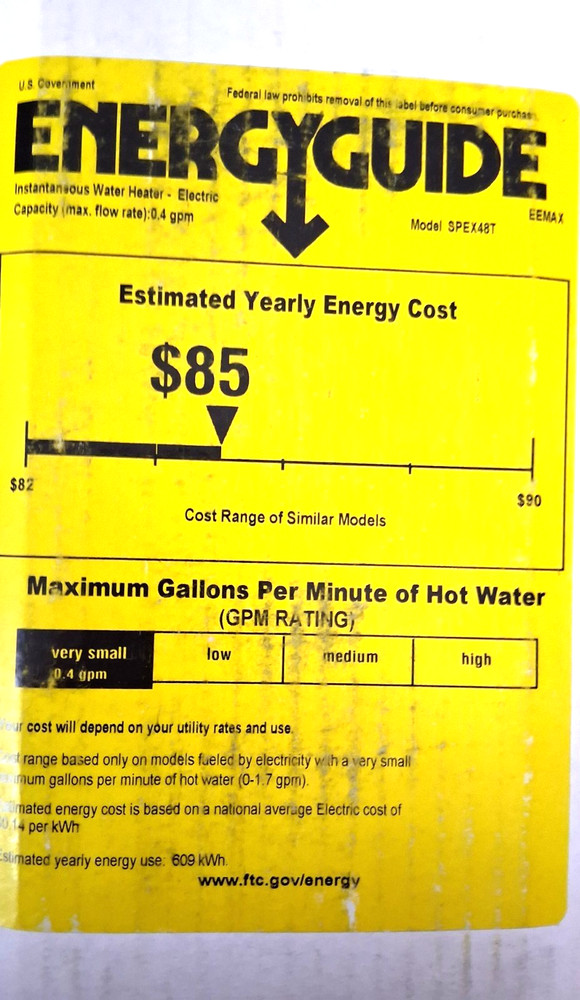 Eemax SPEX48T, LavAdvantage 240V/4.8 kW Thermostatic Water Heater Under Sink