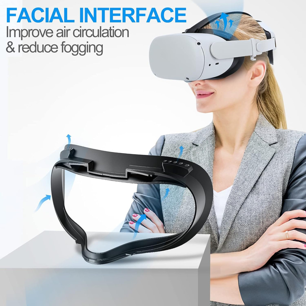 Facial Interface & Face Cover Pad for Oculus Quest 2, Sweat-Proof PU Foam Cushio