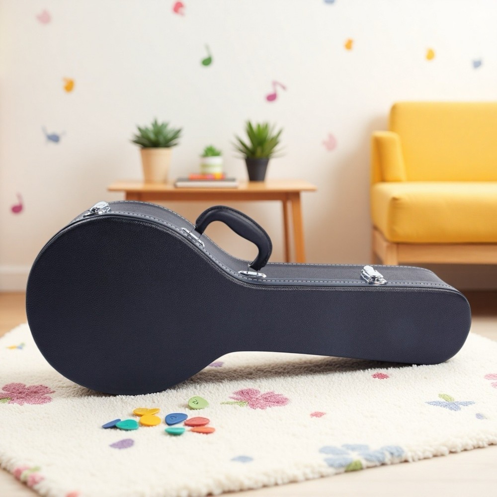 A-Style Mandolin Hardshell Case - Lockable Contoured Padded Black Finish