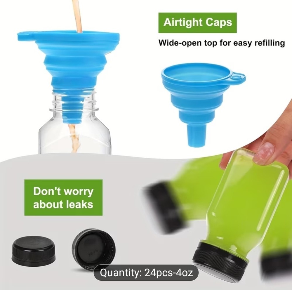 24pcs 4oz Mini Plastic Juice Bottles With Caps