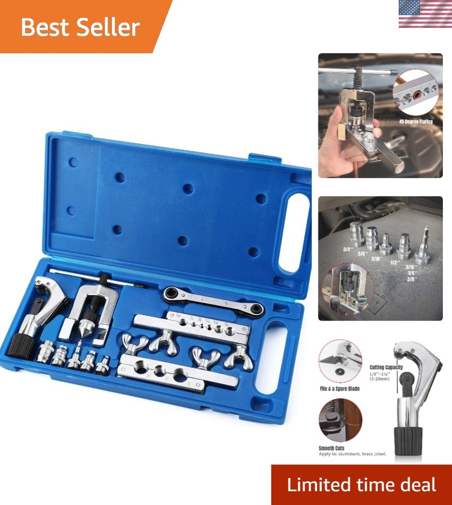 Versatile HVAC Flaring & Swaging Tool Kit with Multiple Adapters - 5pc Set, Blue