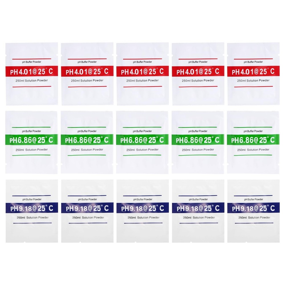 Nynelly 15 Pack pH Meter Buffer Solution Powder pH 6.86, 4.01, 9.18 for Precise