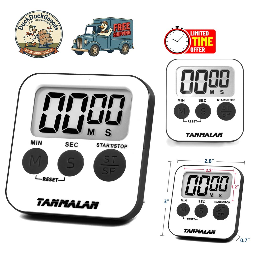 Compact Kitchen Timer with Magnetic Back - Ideal for Cooking & Teaching