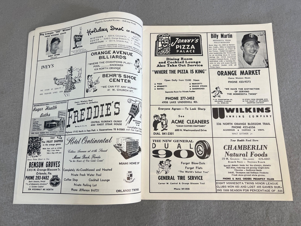 Vintage Baseball Program Book Minnesota vs Orlando Twins Program AAA League '69