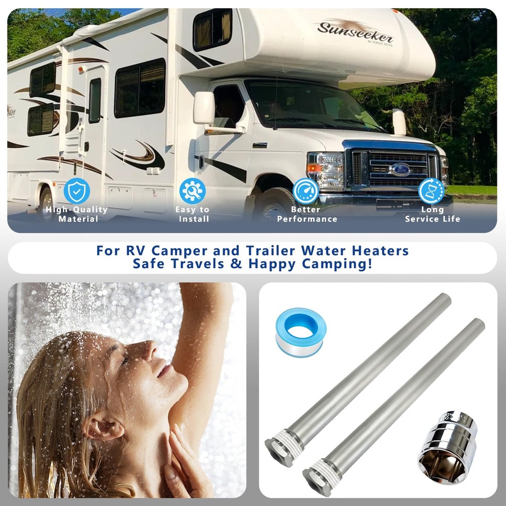 RV Water Heater Mg Anode Rod 9.25in x 3/4in NPT 2Pack for Suburban & MorFlo