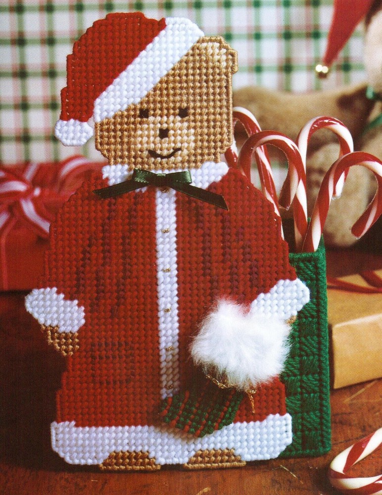 SANTA BEAR CANDY KEEPER CHRISTMAS PLASTIC CANVAS PATTERN INSTRUCTIONS