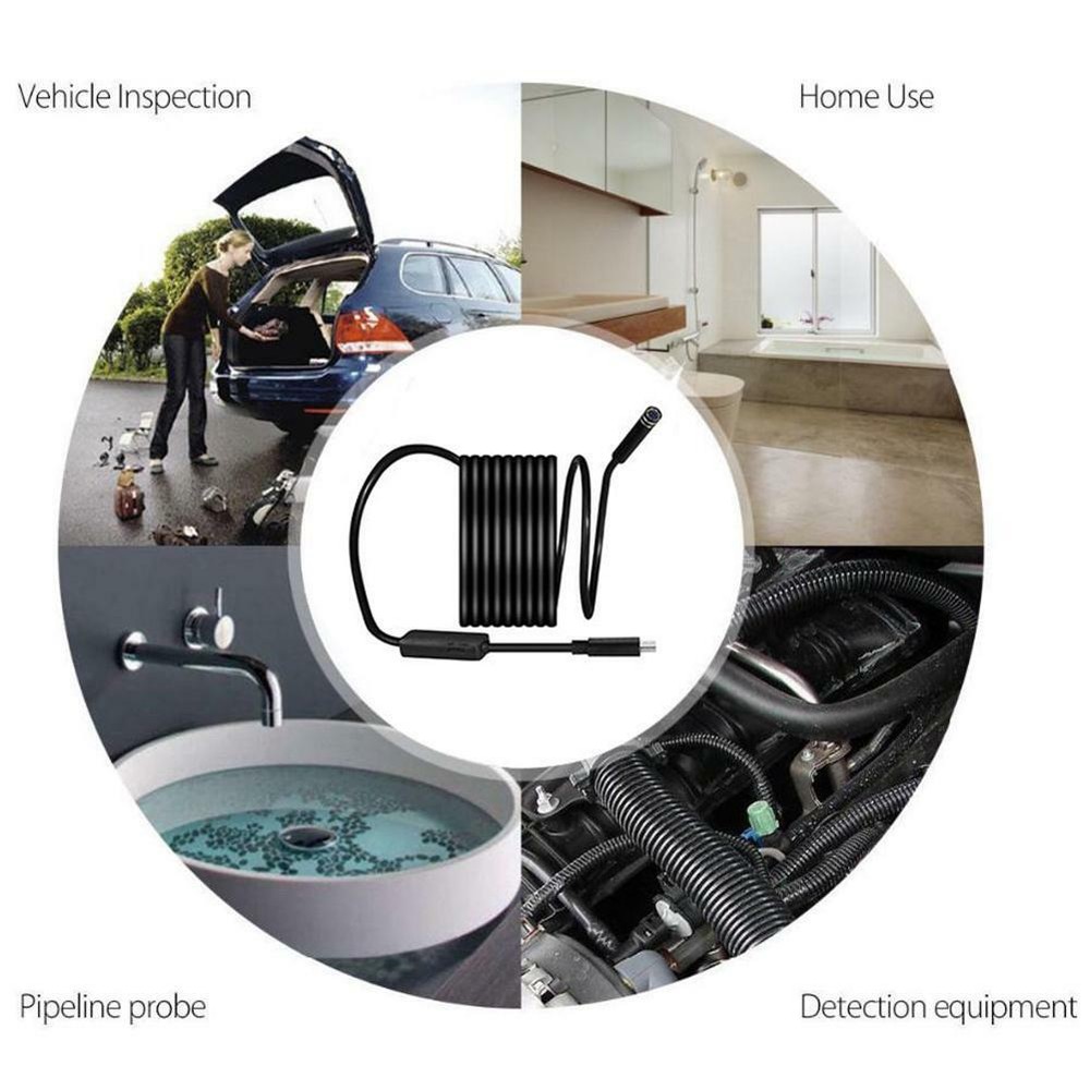7MM USB Snake Endoscope Borescope For Android Type C HD Inspection Camera Scope