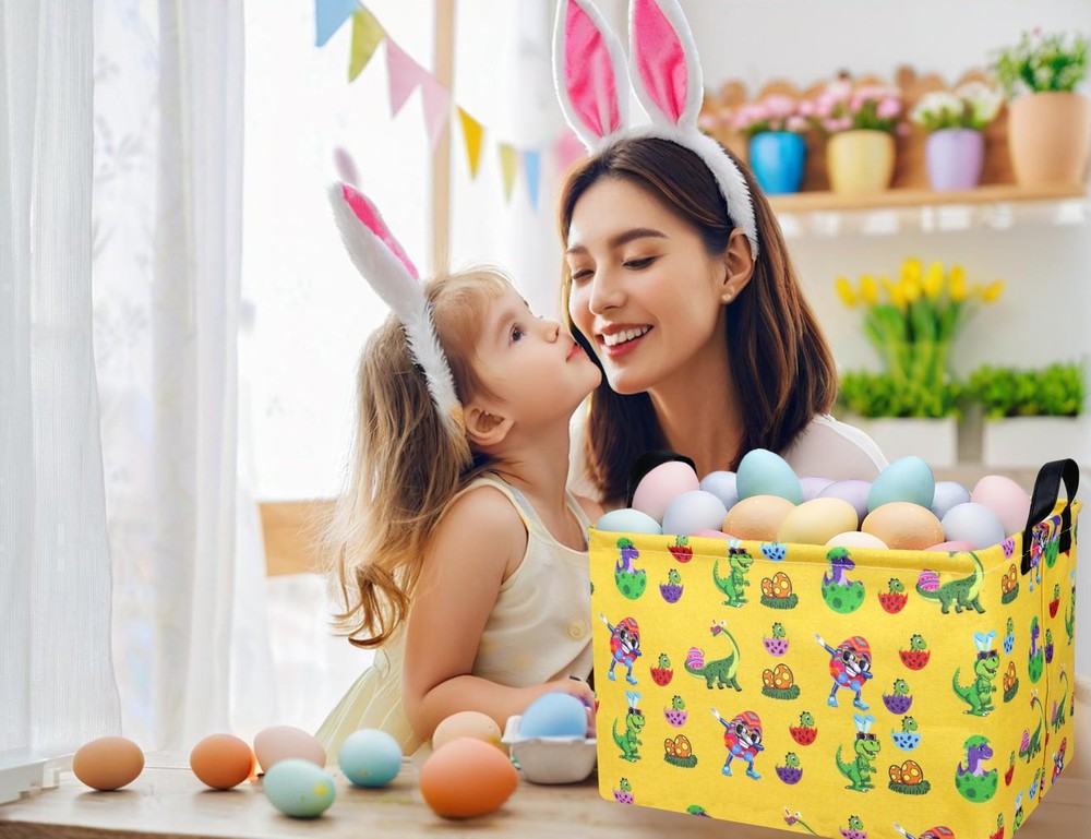 BOOHIT Rectangle Empty Easter Baskets Boy Large Toy Storage Bin Girls collaps...