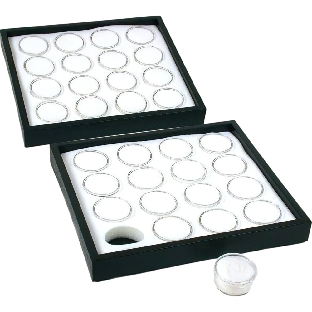 2 16 White Gem Jars Display Inserts & Stackable Tray