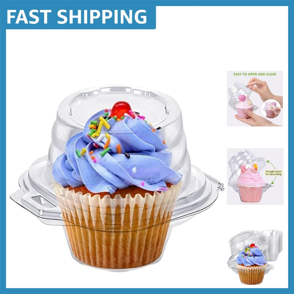 Elegant 50-Pack Cupcake Boxes - Durable Stackable Containers for Celebrations