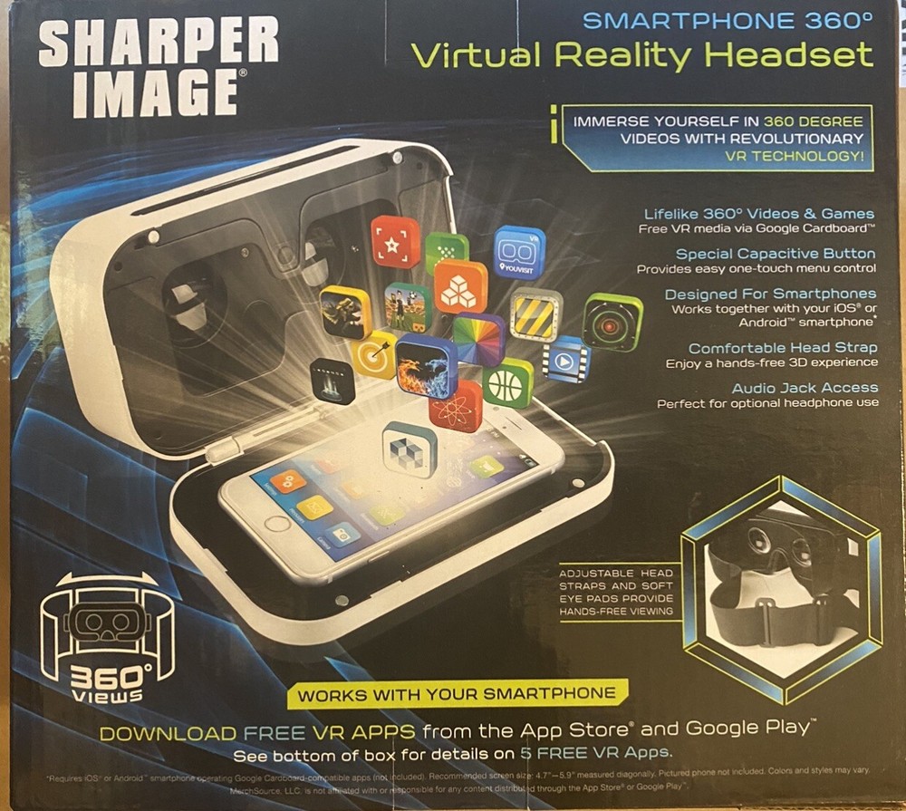 Sharper Image Virtual Reality Headset Smartphone 360 IOS or Android NEW IN BOX