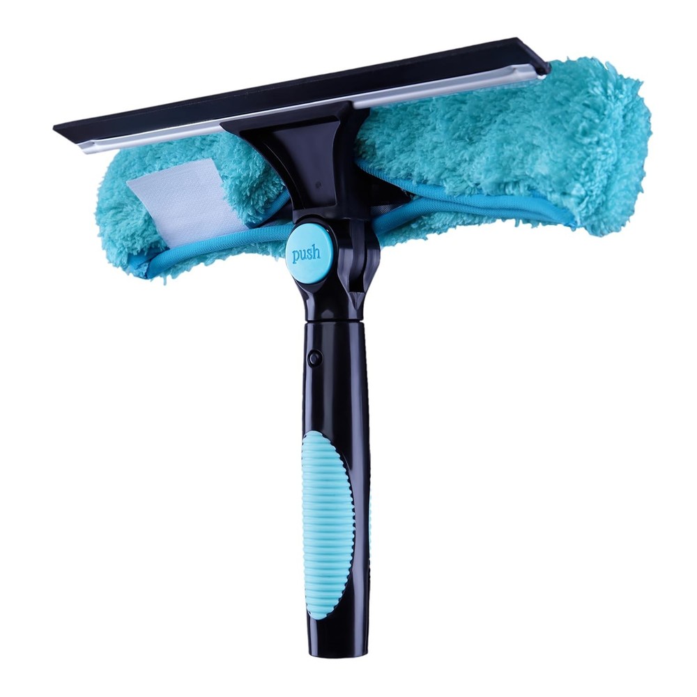 11" Window Squeegee and Microfiber Scrubber 2-in-1 Combo Cleaning Tools (Atta...