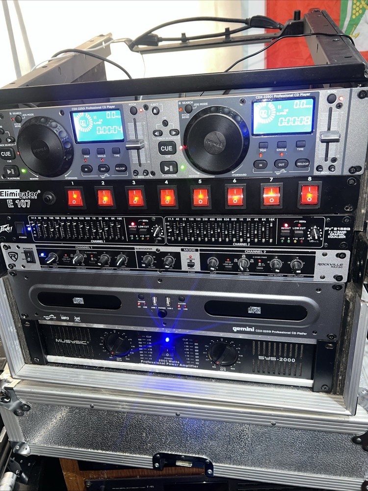 DJ Set with CD Players, Equalizer, Compressor, And Power Amplifier
