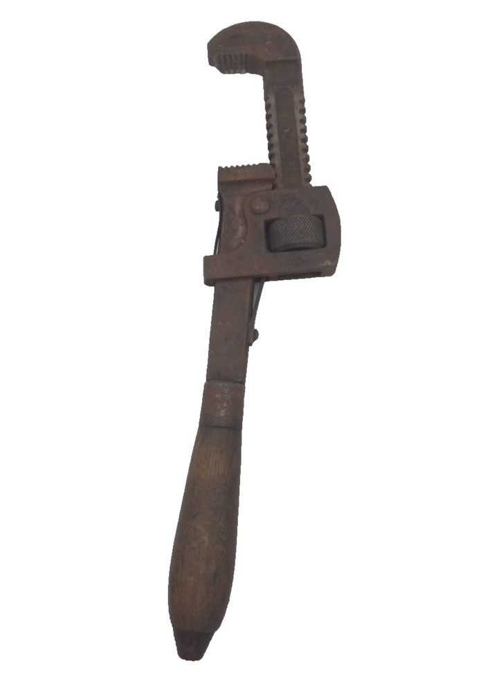Vintage Adjustable Pipe Wrench Wood Handle