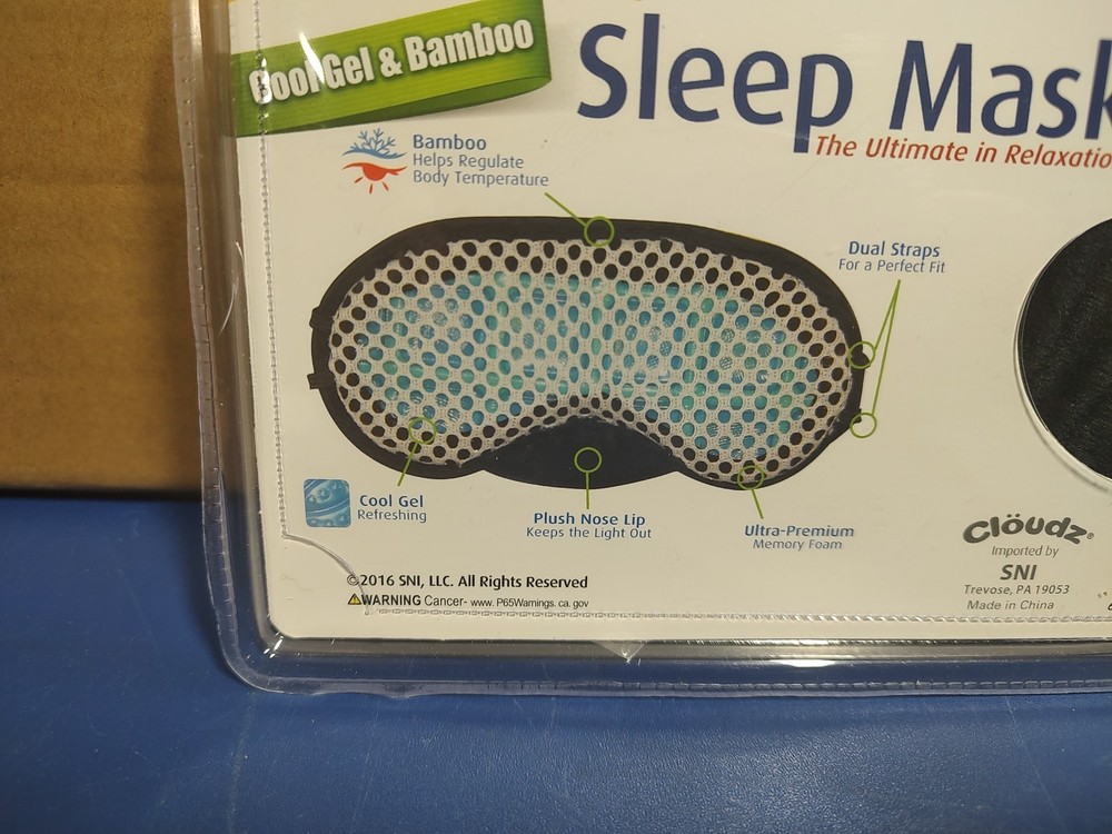 Cloudz Sleep Mask Cool Gel & Bamboo,Comforlite Inside, New, Sealed