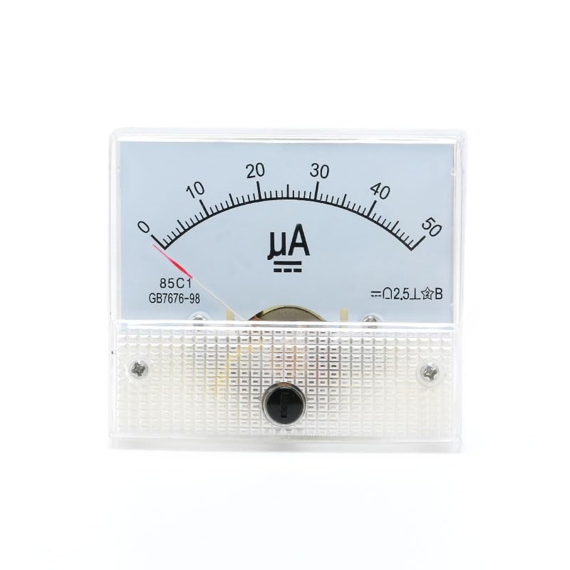85C1 DC Pointer Ammeter Analog Meter 50UA Rectangle Panel Mounted Current Met...