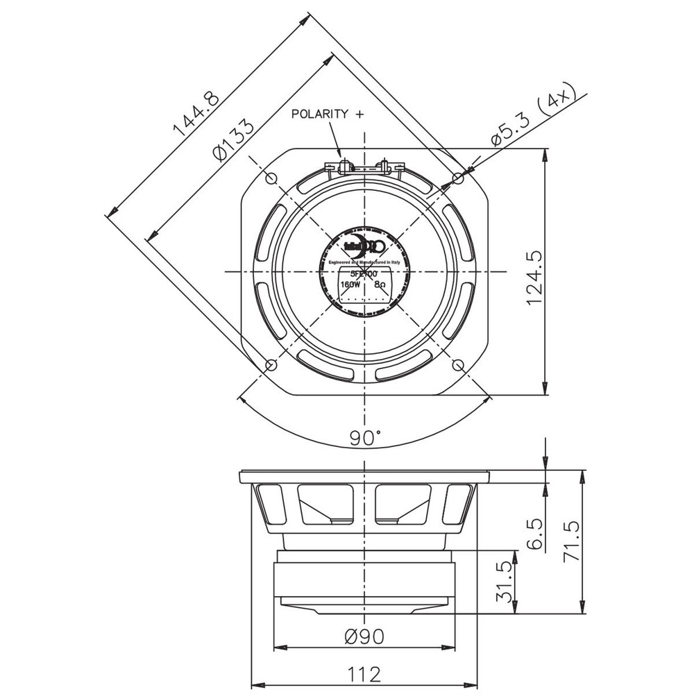 Faital Pro 5FE100 8ohm 5" 160W Woofer Midrange Line Array Replacement Speaker