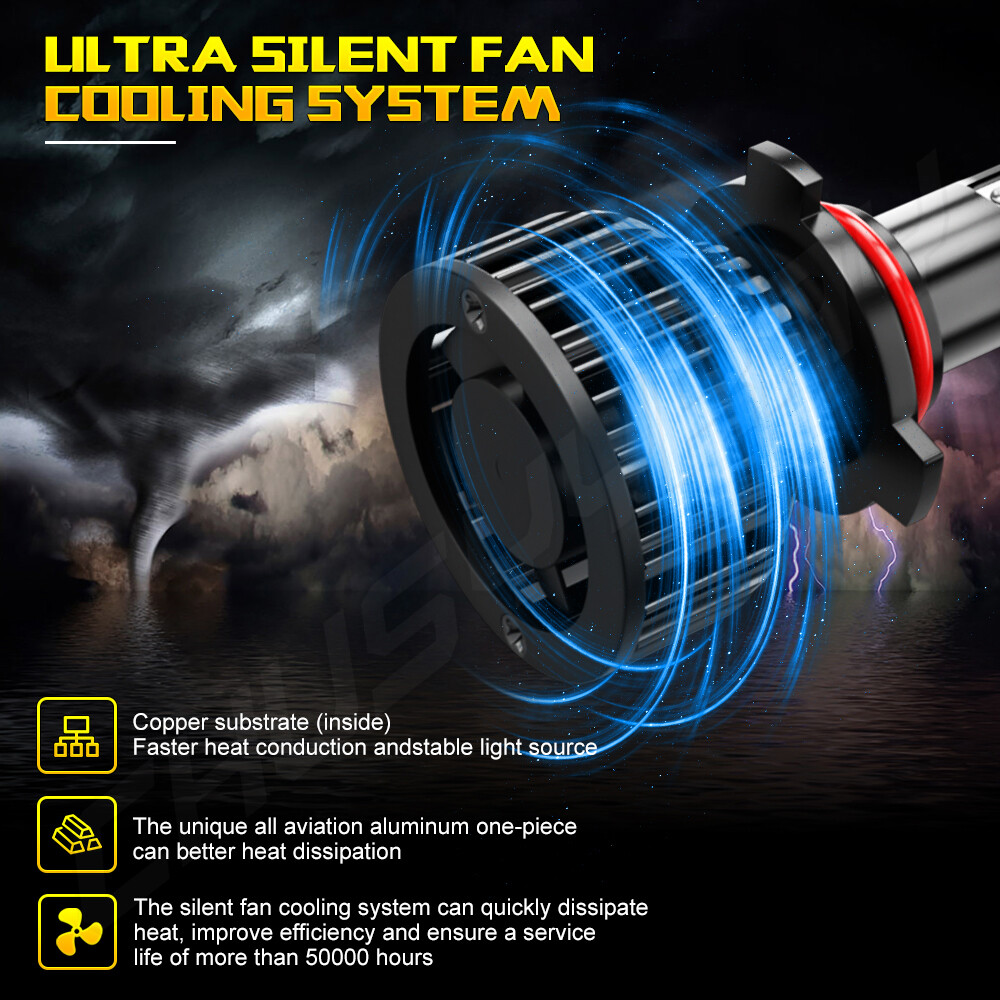 10000K 9012 HIR2 LED Headlight Bulbs Kit High Low Beam Super Bright Combo White