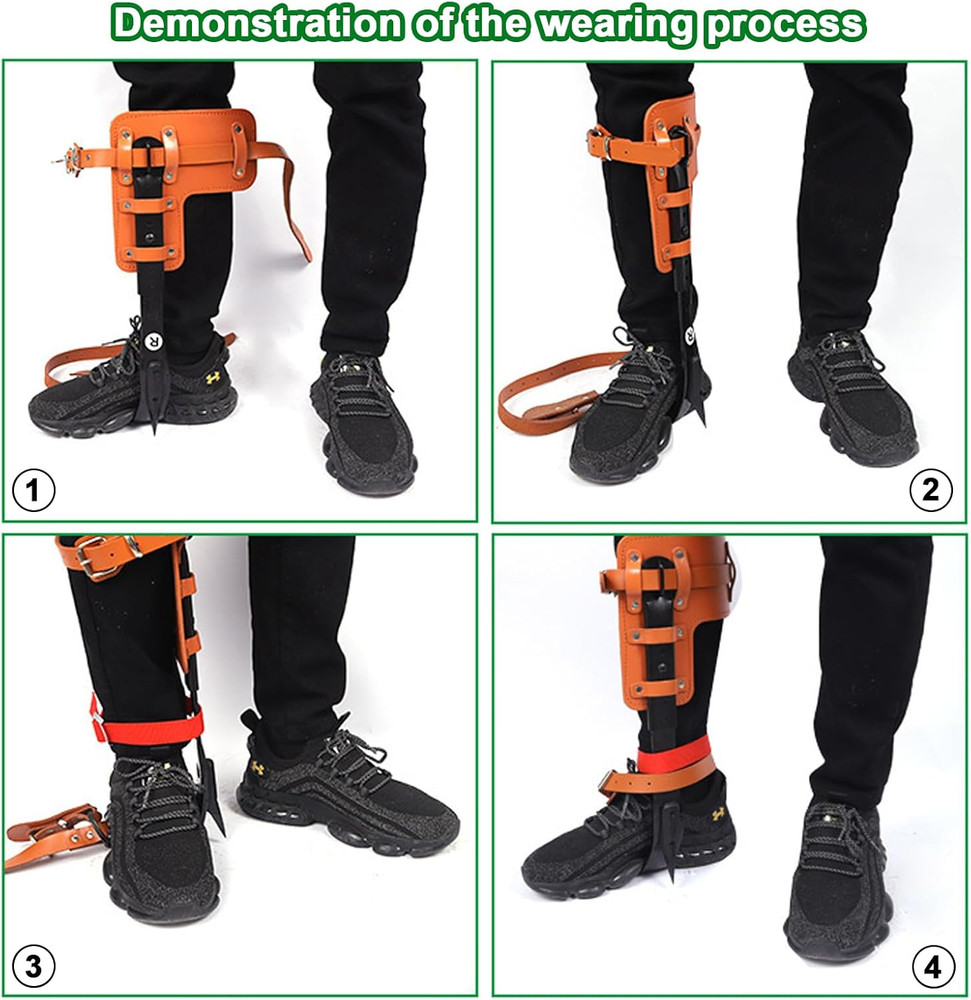 Adjustable Tree Climbing Gear Set with Spikes for Logging & Fruit Picking