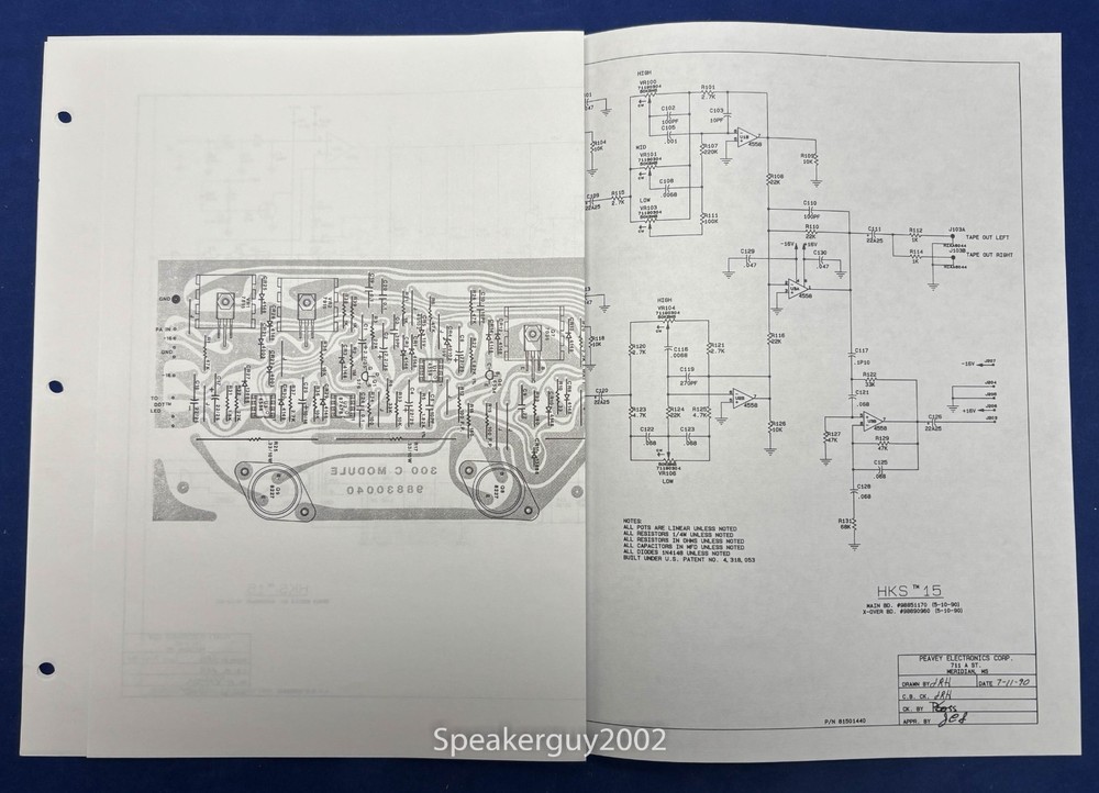 Original Peavey HKS 15 Foldout Schematic