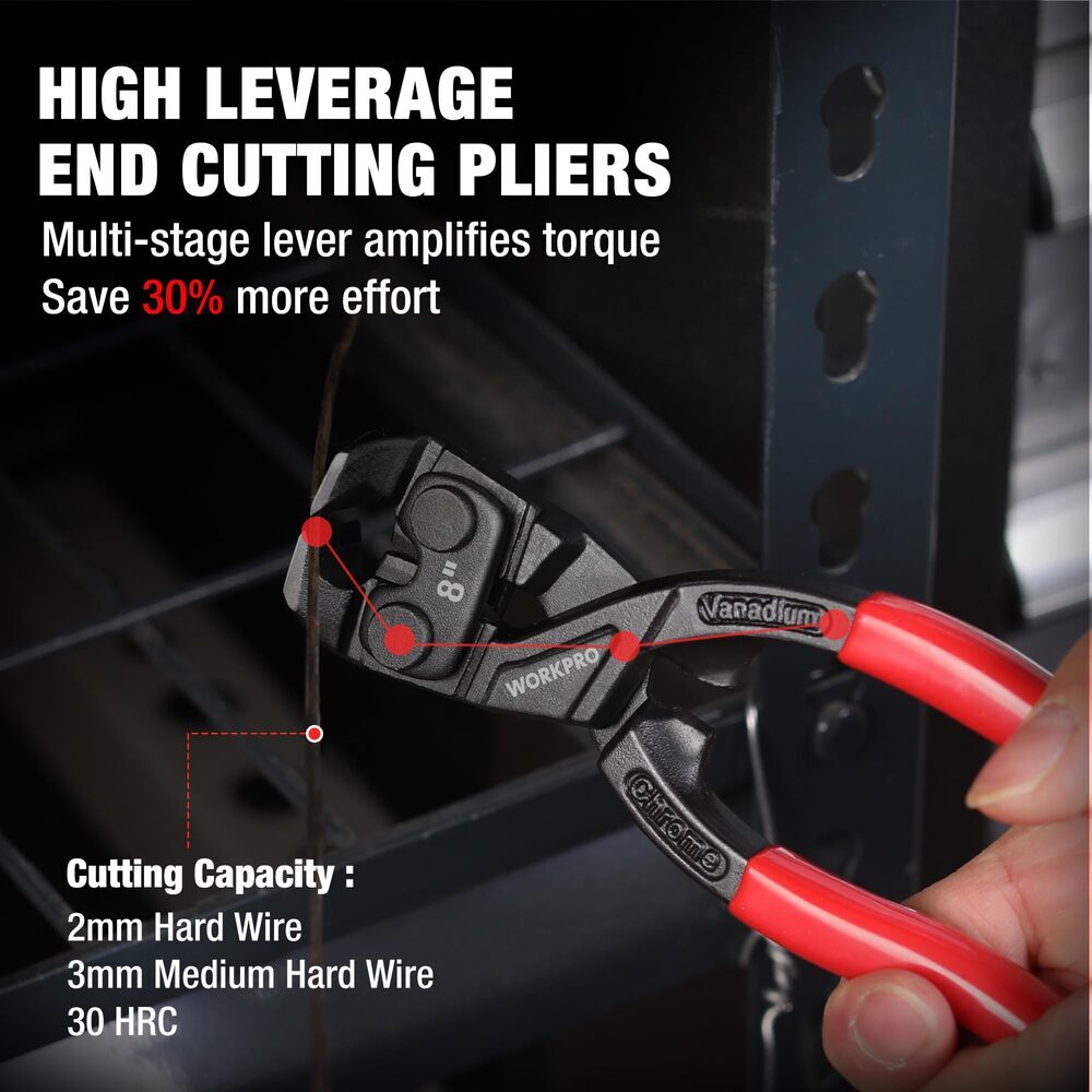 WORKPRO Nail Puller Pliers 8 Inch Durable CR-V Steel for Pulling Cutting Nails