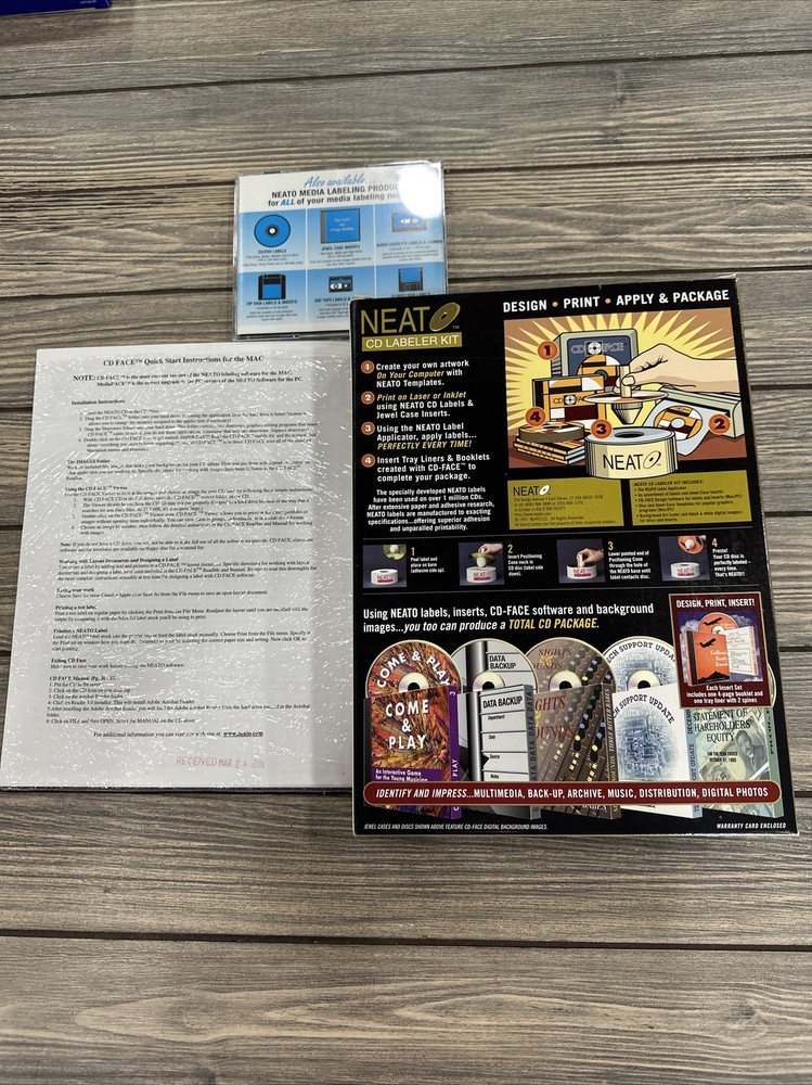 NEAT CD Labeler Kit Software MAC/PC NEATO 1997