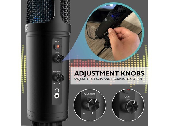 Pyle USB Plug & Play Computer Microphone, For Podcast Gaming & Streaming, Black