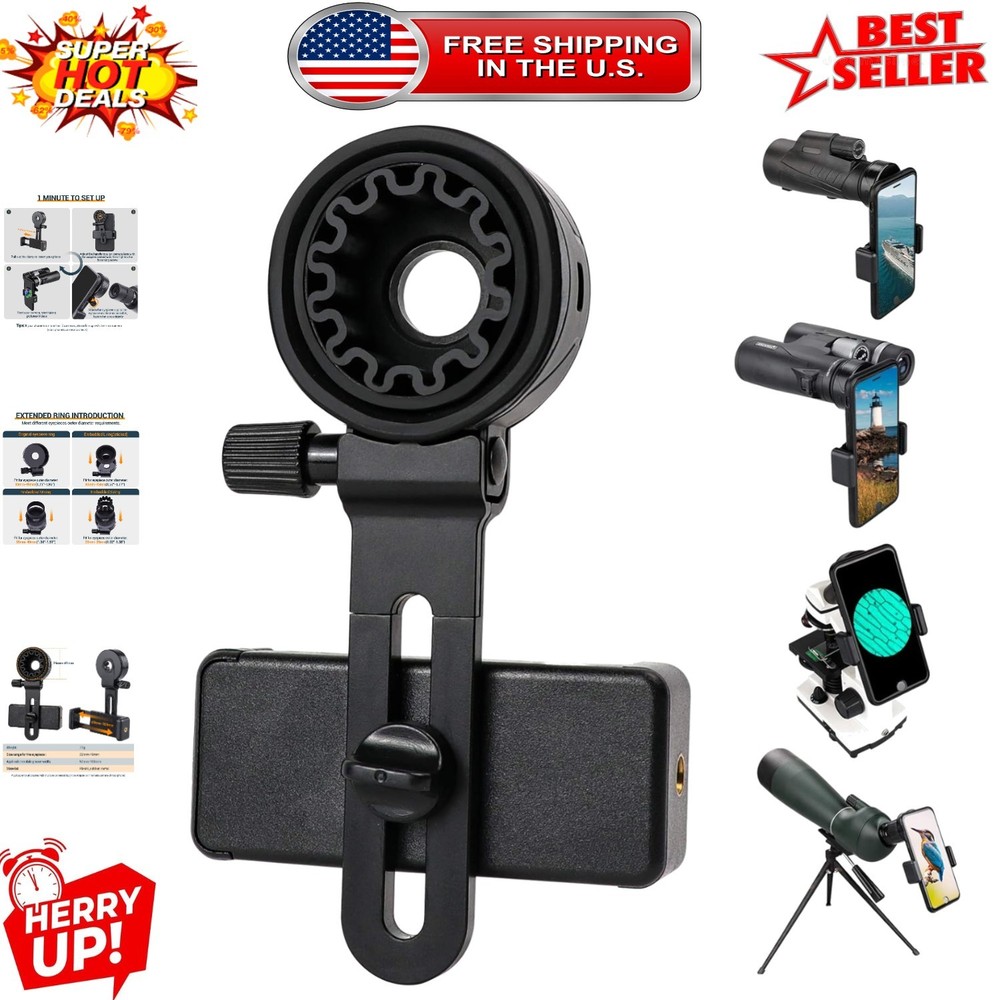 Compact Telescope Phone Mount: Compatible with Binoculars, Monoculars, & More