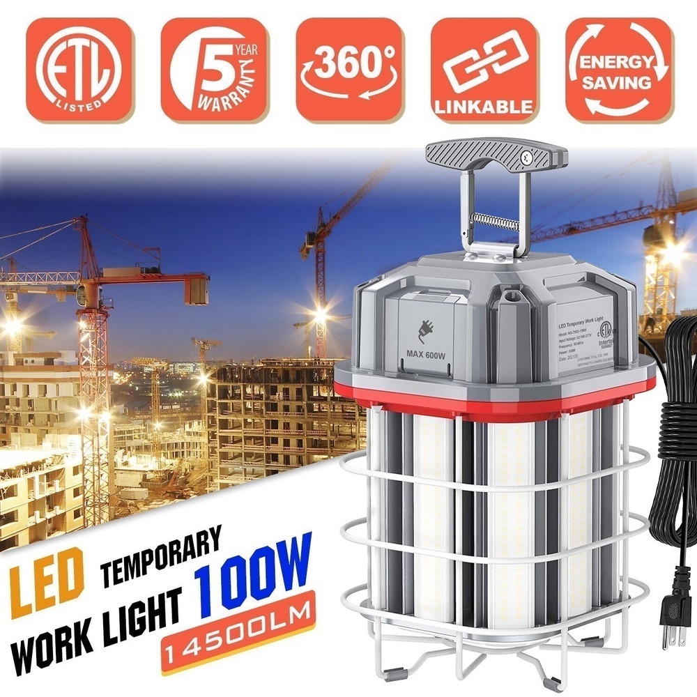 100W Led Temporary work light Construction Jobsite light 5000K Daylight Linkable