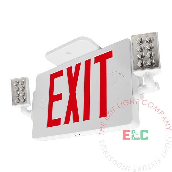 LFI Lights | Thin Red LED Exit Sign Emergency Light Combo | COMBOT-R-W-BB