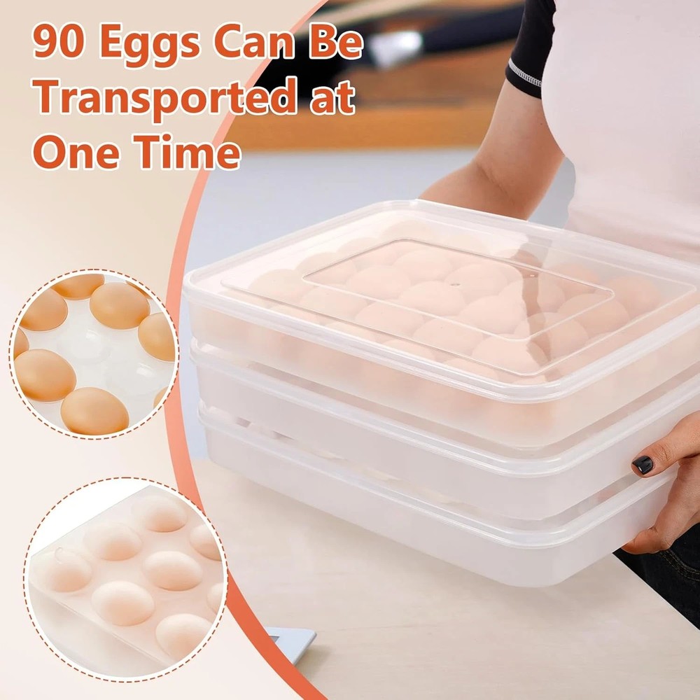3 Pack Deviled Egg Containers with Lid and 8 Pcs Deviled Egg Injector Piping Too
