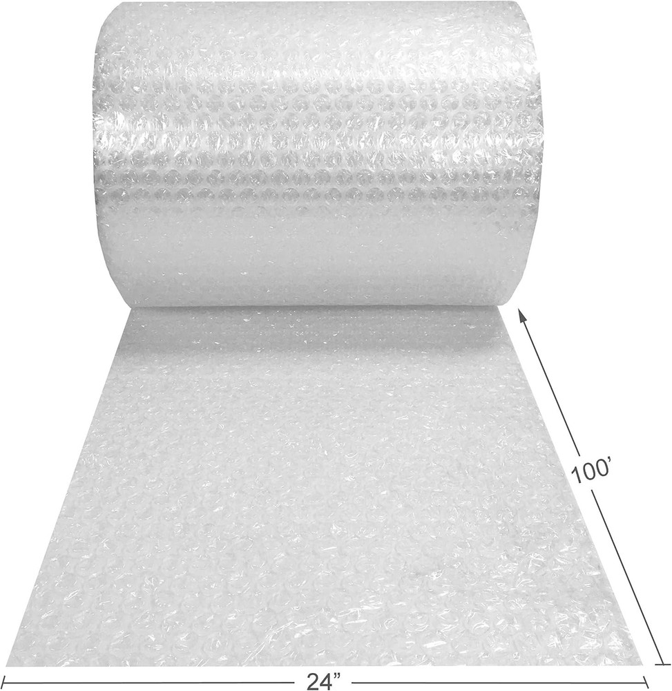 Perforated Bubble Cushioning Wrap - Medium 5/16", 24" x 100' Roll, Clear