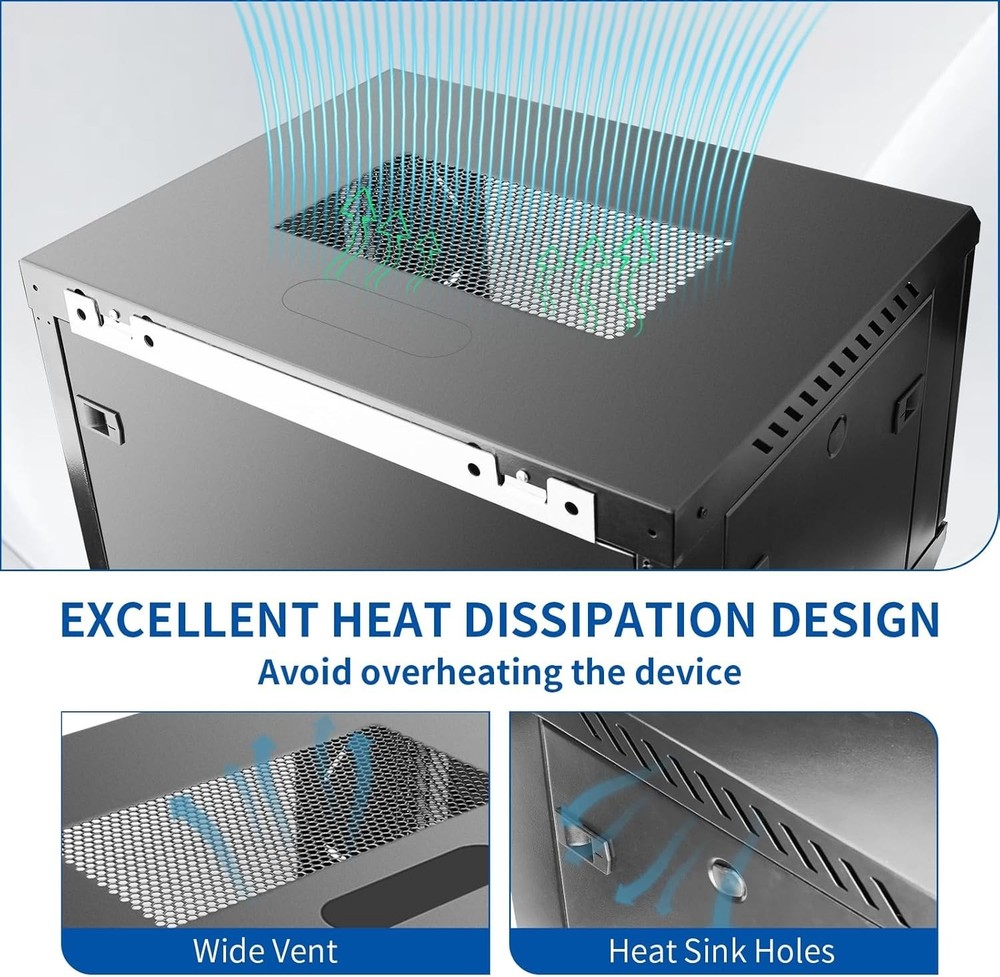 Server 6uRack Cabinet, Wall Mount Network Rack Enclosure Includes Locking Glass
