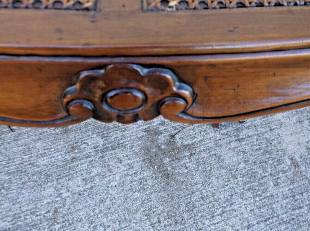 Cane Carved Bench w/Arms