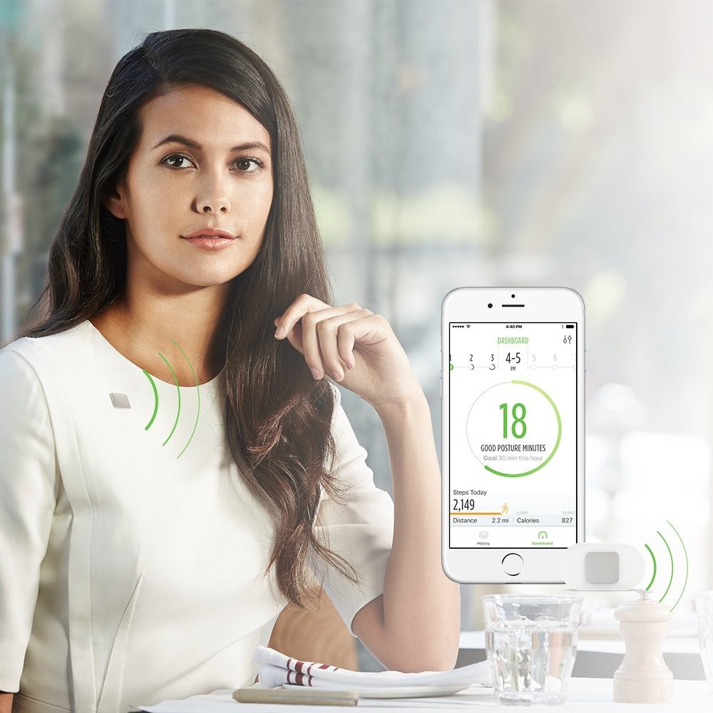 Lumo Lift Posture ‎Coach and Activity Tracker for iOS, Battery Powered, White