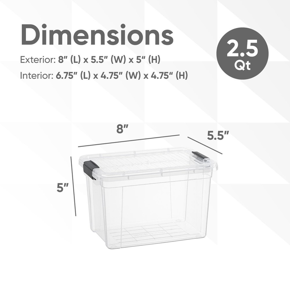 Mini Deep Storage Organizer Bin with Lid X-Deep Small Clear Storage Box with ...