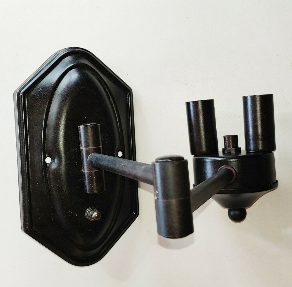 *NEW* Thomas Parker Light Fixture Foldable Arm 2 Bulb Rubbed Bronze RB