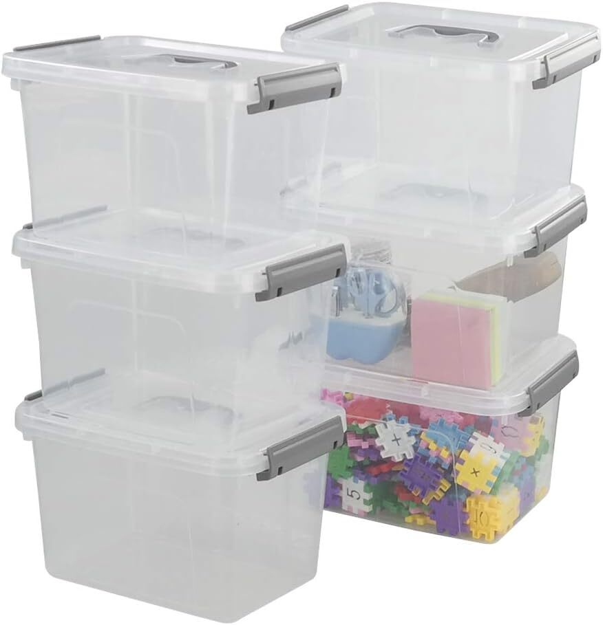 6 Quart Clear Plastic Storage Box, Latch Box with Handle, 6 Quart, clear