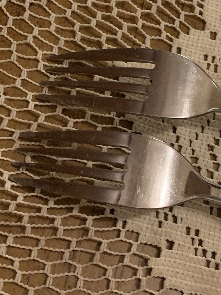 WF Washington Forge Mardi Gras LIGHT BLUE Stainless Dinner Forks Flatware (2)