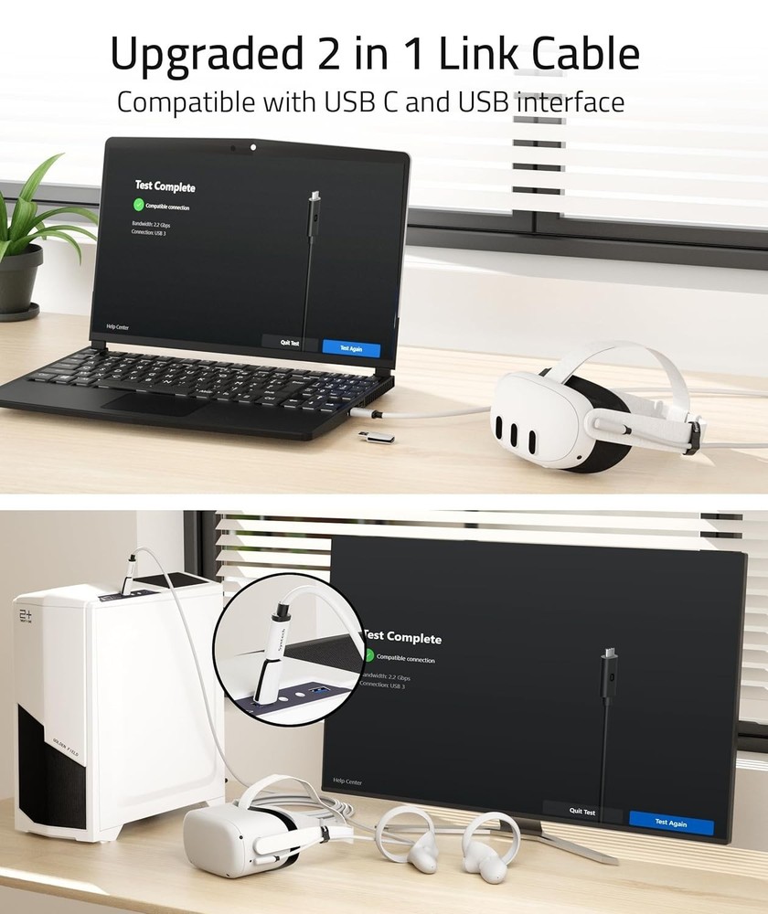 Durable 20FT VR Cable with 5Gbps Data Transfer for Seamless Gaming Experience