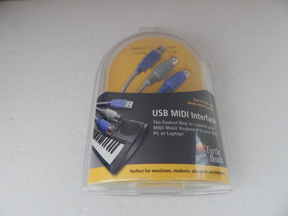 Turtle Beach USB Midi Interface Cable for Keyboard 10 FT New