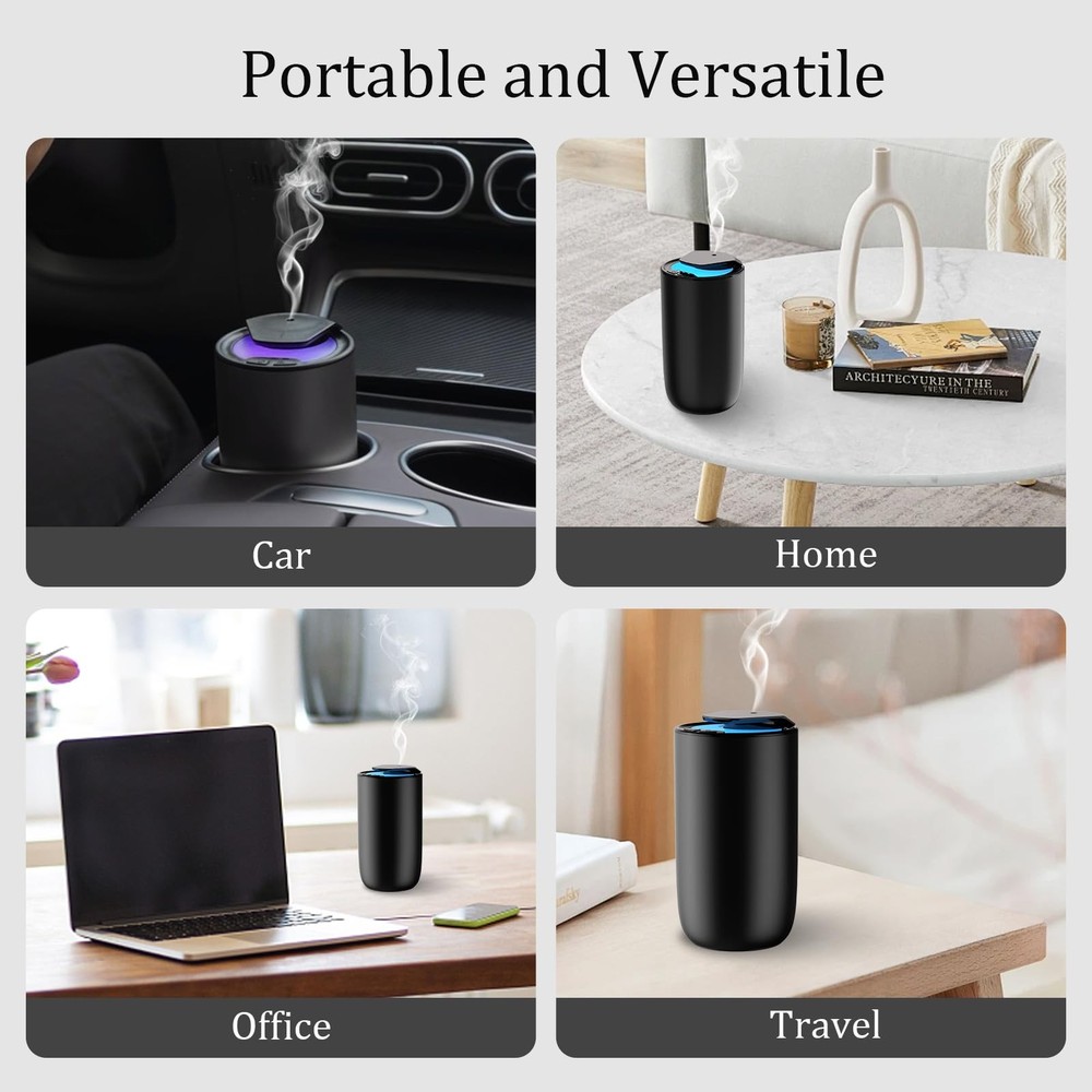 Premium Aluminum Waterless Essential Oil Diffuser for Car & Home - Titanium