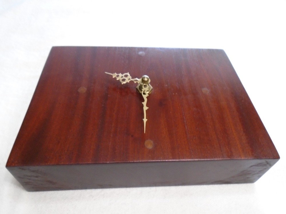 Cherry Wood Clock Contemporary Square Plain Desk Mantel Shelf Rectangular