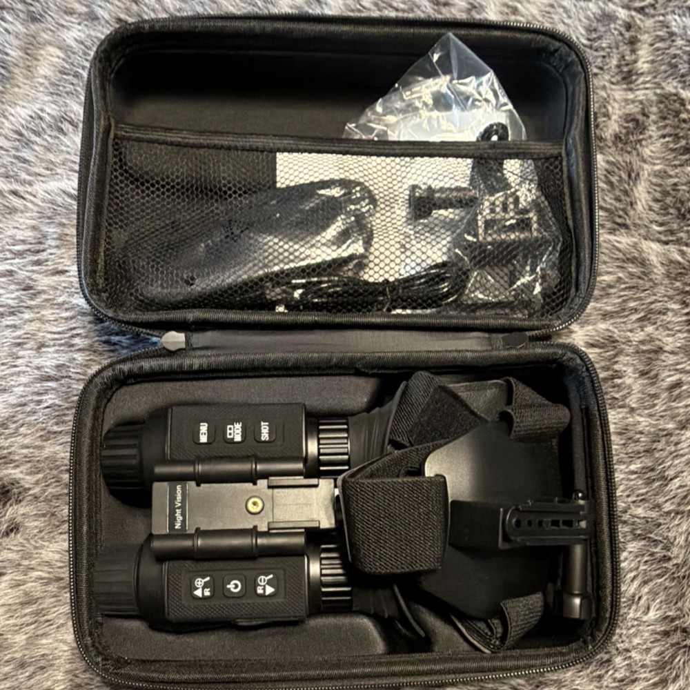 Night Vision Binoculars Black Integrated IR Illuminator with Case Strap Cables