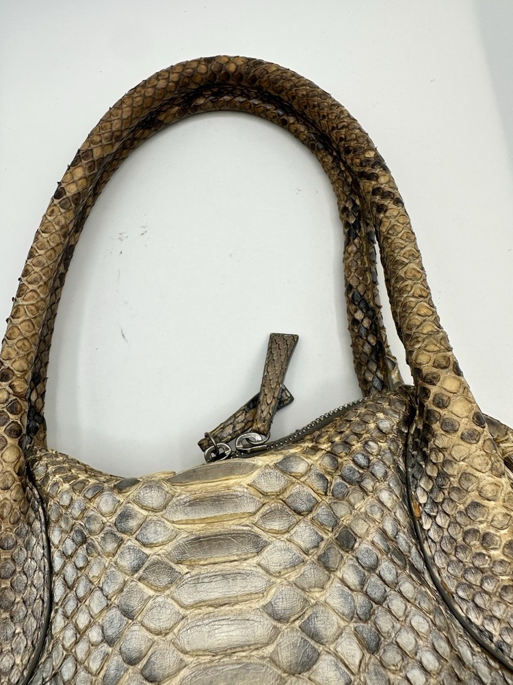 ADRIANA CASTRO PYTHON SNAKESKIN HOBO TOTE SHOULDER HANDBAG