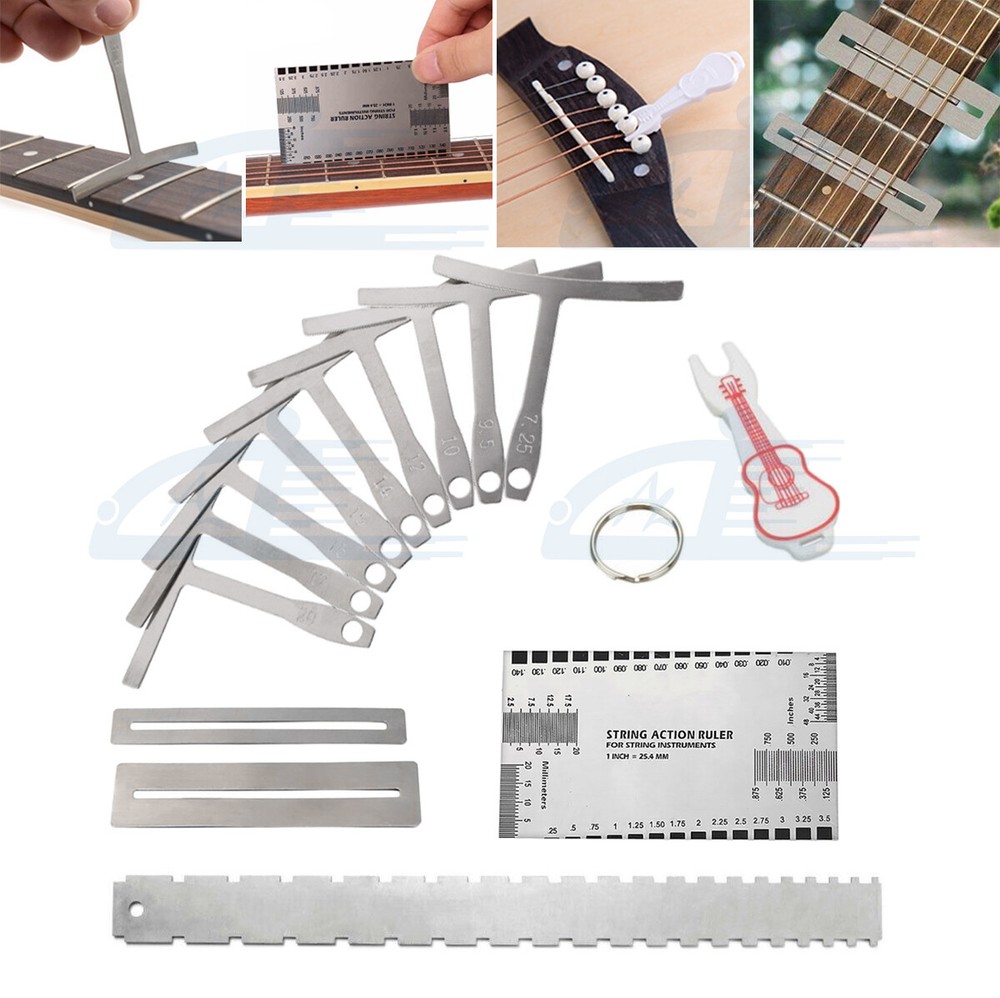 Guitar Neck Notched Straight Edge Luthier Tools Kit Understring Radius Gauge TD