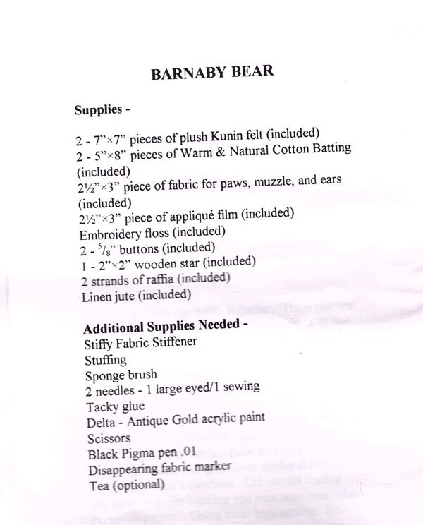 BARNABY BEAR Pattern - Kit ANGEL BEAR Shelf DOLL Decor