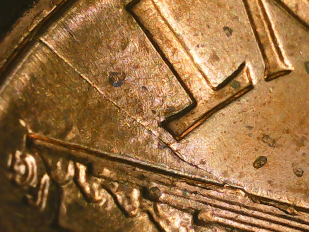 1990 Penny Die Crack Reverse