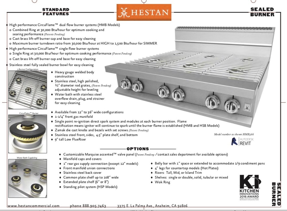 Hestan HD Range 36" 6 burners HMB360